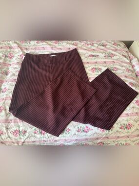 Princess Polly Pinstripe Burgundy Wide-Leg Trousers
